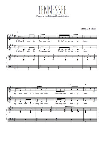 Téléchargez l'arrangement de la partition de Tennessee en PDF pour deux voix égales et piano