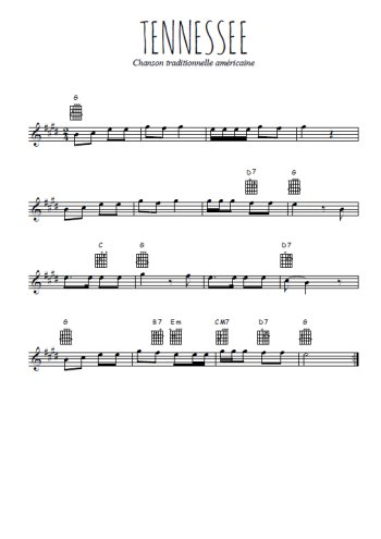 Téléchargez l'arrangement de la partition pour sax en Mib de la musique Tennessee en PDF