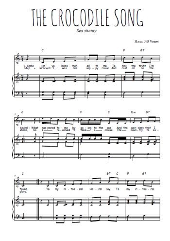Téléchargez l'arrangement de la partition de chant-de-marin-the-crocodile-song en PDF pour Chant et piano