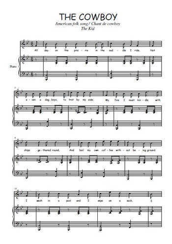 Téléchargez l'arrangement de la partition de Traditionnel-The-cowboy en PDF pour Chant et piano
