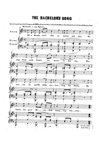 The bachelor's song Partition gratuite