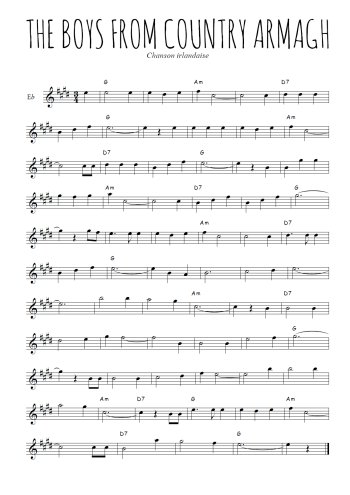 Téléchargez l'arrangement de la partition pour sax en Mib de la musique The boys from county Armagh en PDF