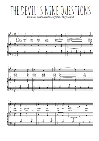 Téléchargez l'arrangement de la partition de angleterre-the-devil-s-nine-questions en PDF pour Chant et piano