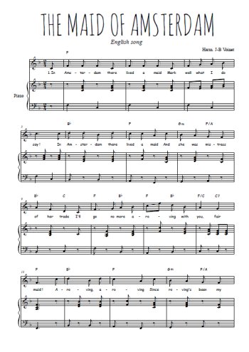 Téléchargez l'arrangement de la partition de chant-de-marin-the-maid-of-amsterdam en PDF pour Chant et piano