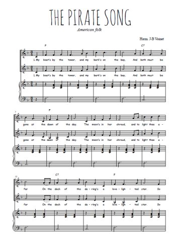 Téléchargez l'arrangement de la partition de The pirate song en PDF pour deux voix égales et piano