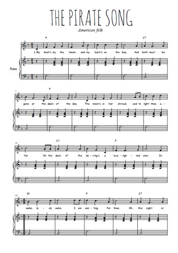 Téléchargez l'arrangement de la partition de chant-de-marins-the-pirate-song-la-chanson-du-pirate en PDF pour Chant et piano