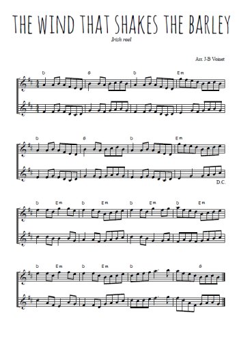 Téléchargez l'arrangement de la partition de The wind that shakes the barley en PDF à deux voix