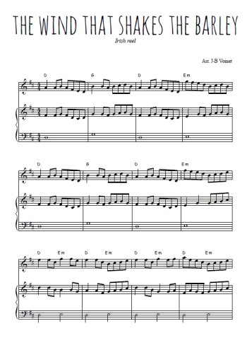 Téléchargez l'arrangement de la partition de irlande-the-wind-that-shakes-the-barley en PDF pour Mélodie et piano