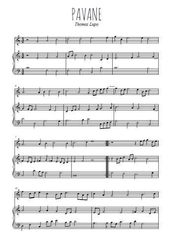 Téléchargez l'arrangement de la partition de thomas-lupo-pavane en PDF pour Mélodie et piano
