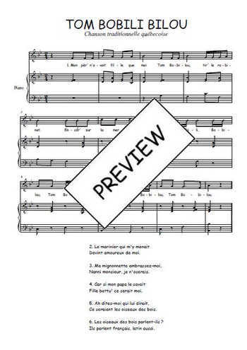 Téléchargez l'arrangement de la partition de Traditionnel-Tom-Bobili-Bilou en PDF pour Chant et piano