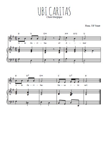 Téléchargez l'arrangement de la partition de Traditionnel-Ubi-Caritas-de-Taize en PDF pour Chant et piano