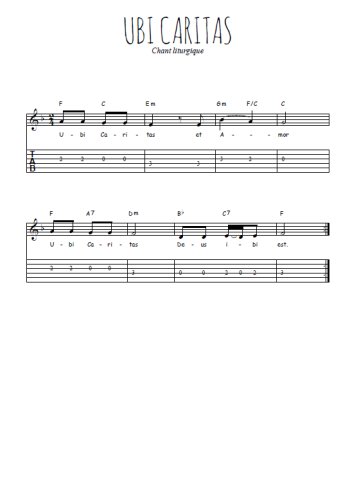 Téléchargez la tablature de la musique Traditionnel-Ubi-Caritas-de-Taize en PDF