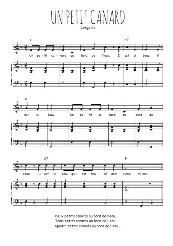 Téléchargez l'arrangement de la partition de Traditionnel-Un-petit-canard-au-bord-de-l-eau en PDF pour Chant et piano