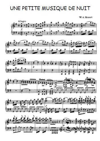Une petite musique de nuit pour piano Partition gratuite