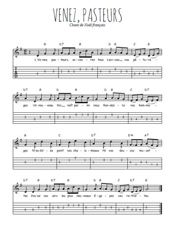 Téléchargez la tablature de la musique chant-de-noel-venez-pasteurs en PDF