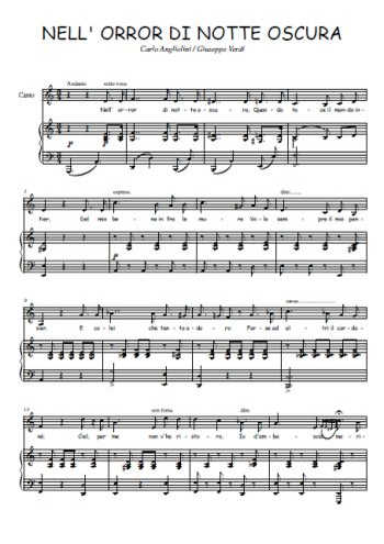Téléchargez l'arrangement de la partition de Giuseppe-Verdi-Nell-orror-di-notte-oscura en PDF pour Chant et piano