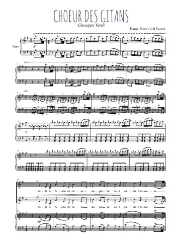 Téléchargez l'arrangement de la partition de Choeur des gitans en PDF pour deux voix égales et piano
