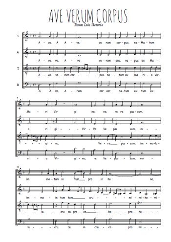 Téléchargez l'arrangement de la partition de Ave Verum Corpus en PDF à quatre voix SATB
