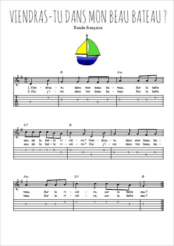 Téléchargez la tablature de la musique viendras-tu-dans-mon-beau-bateau en PDF