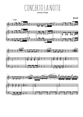 Téléchargez l'arrangement de la partition de vivaldi-concerto-la-notte en PDF pour Mélodie et piano