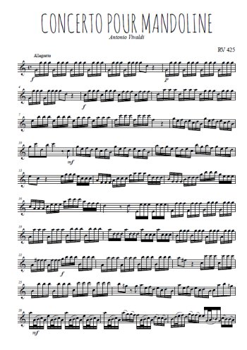Téléchargez la partition de la musique Concerto pour mandoline en PDF, pour flûte traversière