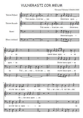 Vulnerasti cor meum Partition gratuite