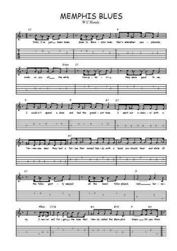 Téléchargez la tablature de la musique w-c-handy-memphis-blues en PDF