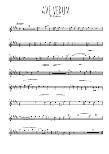 Téléchargez l'arrangement de la partition pour sax en Mib de la musique Ave Verum en PDF