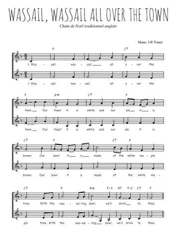 Téléchargez l'arrangement de la partition de Wassail, wassail all over the town en PDF à deux voix
