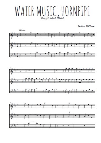 Téléchargez l'arrangement de la partition de Water music, Hornpipe en PDF à trois voix