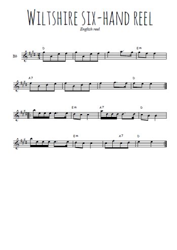 Téléchargez l'arrangement de la partition en Sib de la musique Wiltshire six-hands reel en PDF