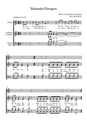 La partition gratuite de Yakanaka Vhangeri