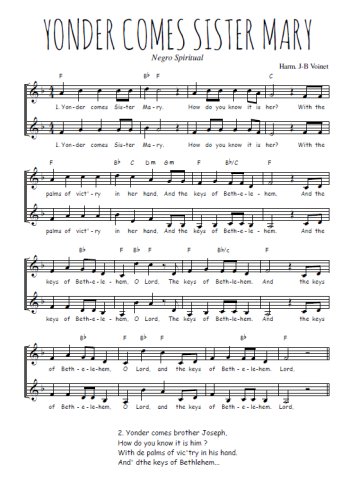 Téléchargez l'arrangement de la partition de Yonder comes sister Mary en PDF à deux voix