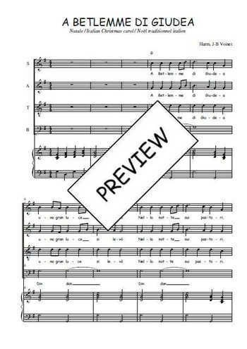 Téléchargez l'arrangement de la partition de A Betlemme di Giudea en PDF pour 4 voix mixtes et piano