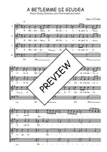 Téléchargez l'arrangement de la partition de A Betlemme di Giudea en PDF à quatre voix SATB