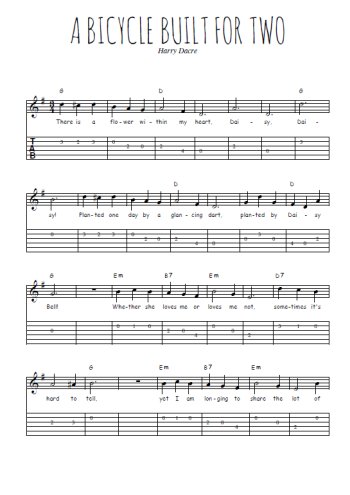 Téléchargez la tablature de la musique daisy-bell-a-bicycle-built-for-two en PDF