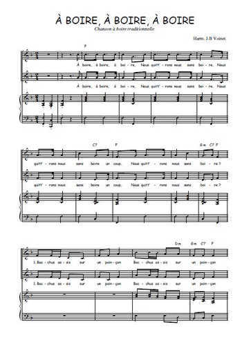 Téléchargez l'arrangement de la partition de A boire, à boire, à boire en PDF pour deux voix égales et piano