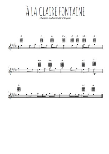 Téléchargez l'arrangement de la partition pour sax en Mib de la musique A la Claire Fontaine en PDF
