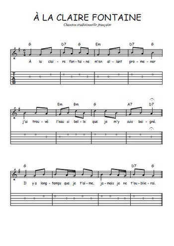 Téléchargez la tablature de la musique a-la-claire-fontaine en PDF