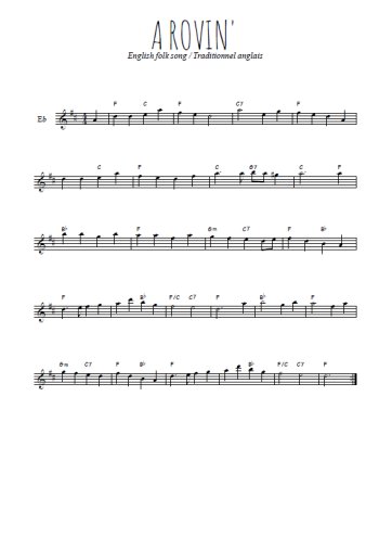 Téléchargez l'arrangement de la partition pour sax en Mib de la musique A-rovin' en PDF