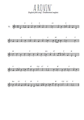 Téléchargez la partition de la musique A-rovin' en PDF, pour violon