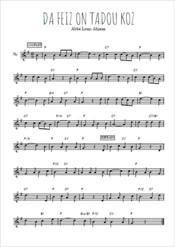 Téléchargez l'arrangement de la partition en Sib de la musique Da feiz on tadou koz en PDF