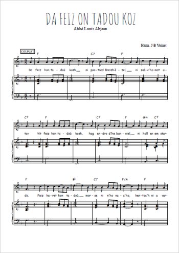 Téléchargez l'arrangement de la partition de da-feiz-on-tadou-koz en PDF pour Chant et piano