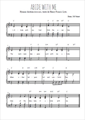 Téléchargez l'arrangement de la partition de Abide with me en PDF à quatre voix SATB