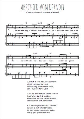Téléchargez l'arrangement de la partition de abschied-vom-dirndel en PDF pour Chant et piano