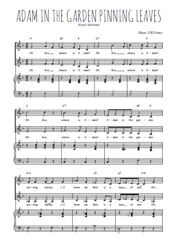 Téléchargez l'arrangement de la partition de Adam in the Garden Pinning Leaves en PDF pour deux voix égales et piano