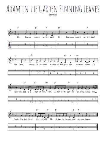 Téléchargez la tablature de la musique Traditionnel-Adam-in-the-Garden-Pinning-Leaves en PDF