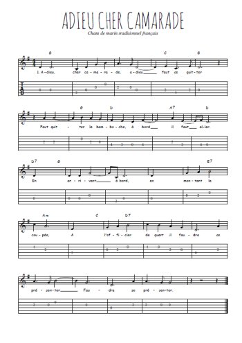 Téléchargez la tablature de la musique chant-de-marins-adieu-cher-camarade en PDF