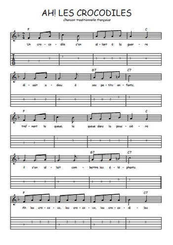 Téléchargez la tablature de la musique comptine-ah-les-crocodiles en PDF