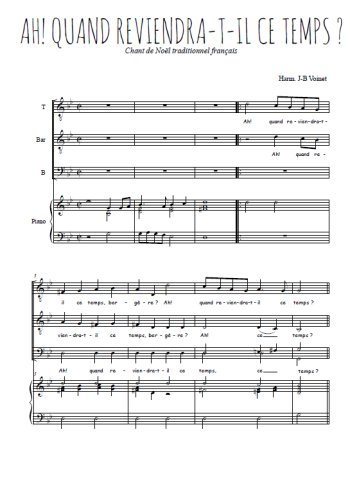 Téléchargez l'arrangement de la partition de Ah! quand reviendra-t-il en PDF pour trois voix d'hommes et piano